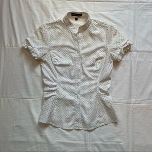 Express Ruffled Short Sleeve Dress Shirt White